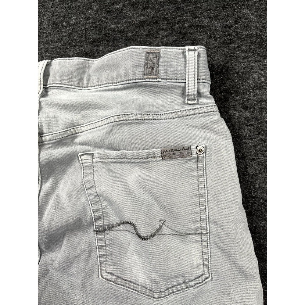 7 For All Mankind Slimmy Jeans Mens 32 Gray Denim Cotton Stretch Straight Leg - Picture 12 of 12